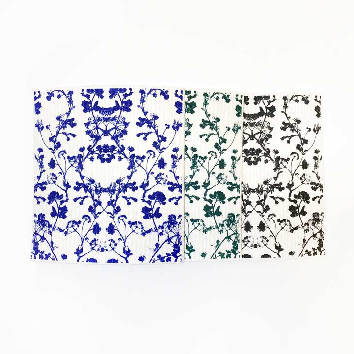 Swedish Dishcloth hand printed botanical art