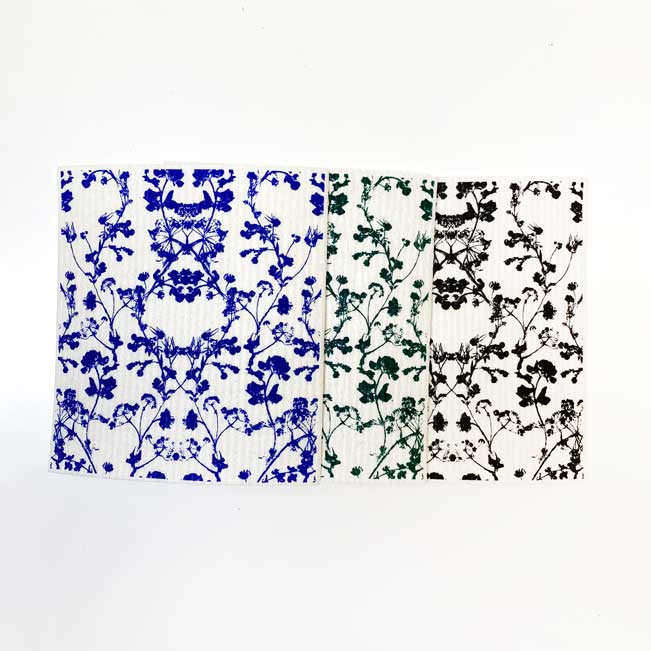Swedish Dishcloth hand printed botanical art