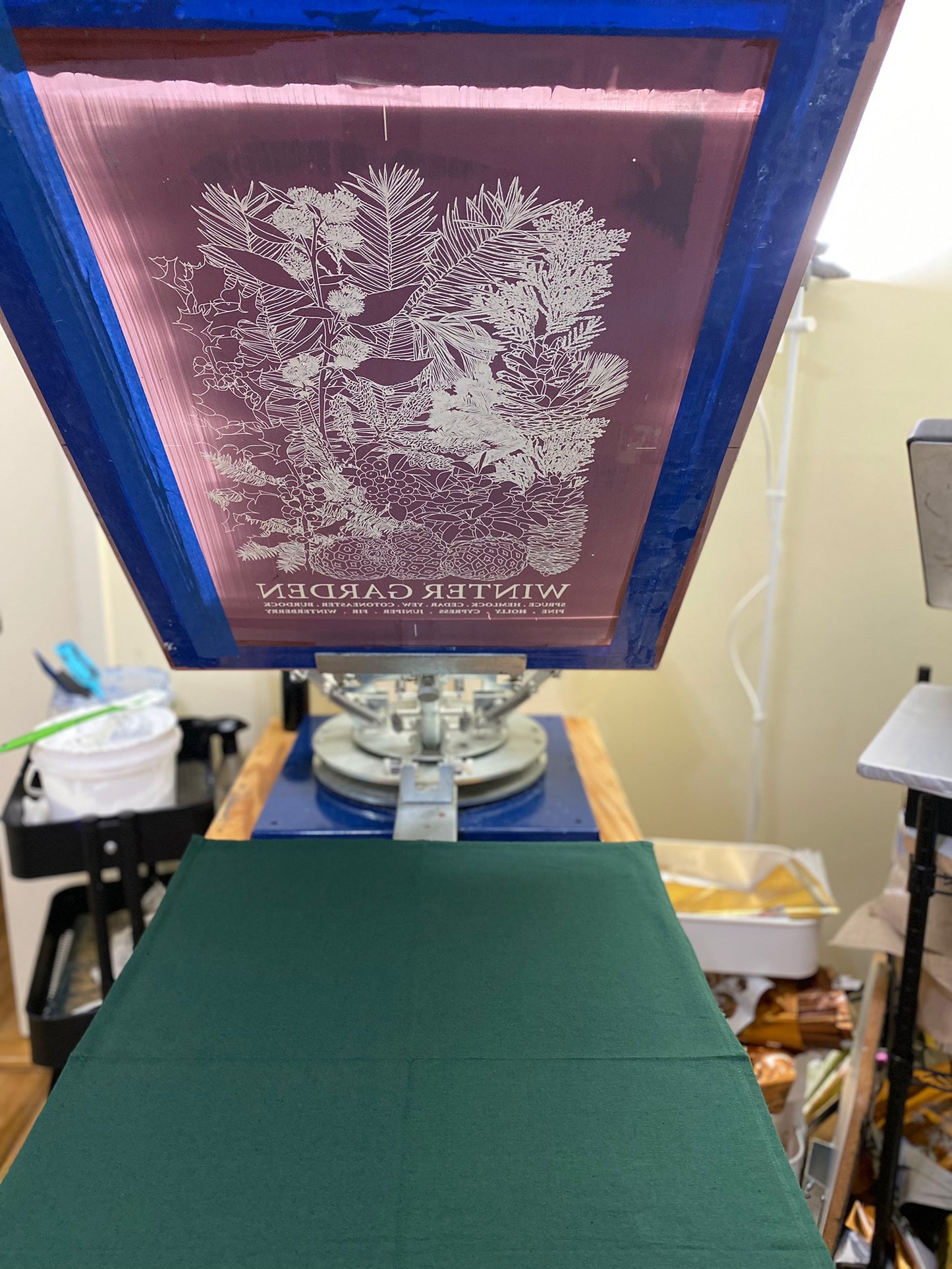 WINTER GARDEN Hand Printed Artisan Tea Towel