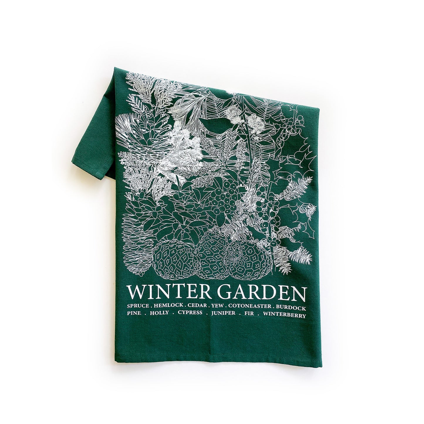 WINTER GARDEN Hand Printed Artisan Tea Towel