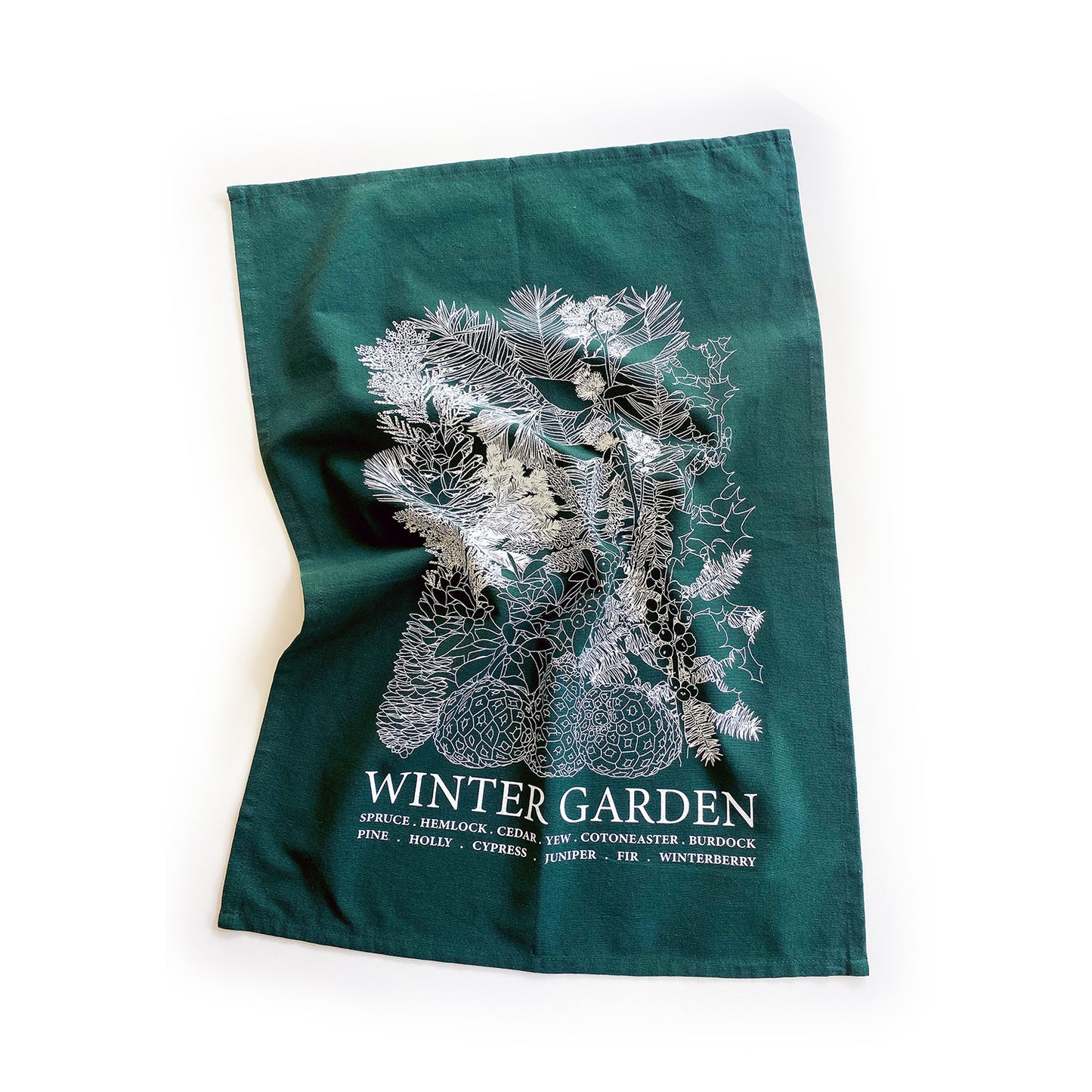 WINTER GARDEN Hand Printed Artisan Tea Towel