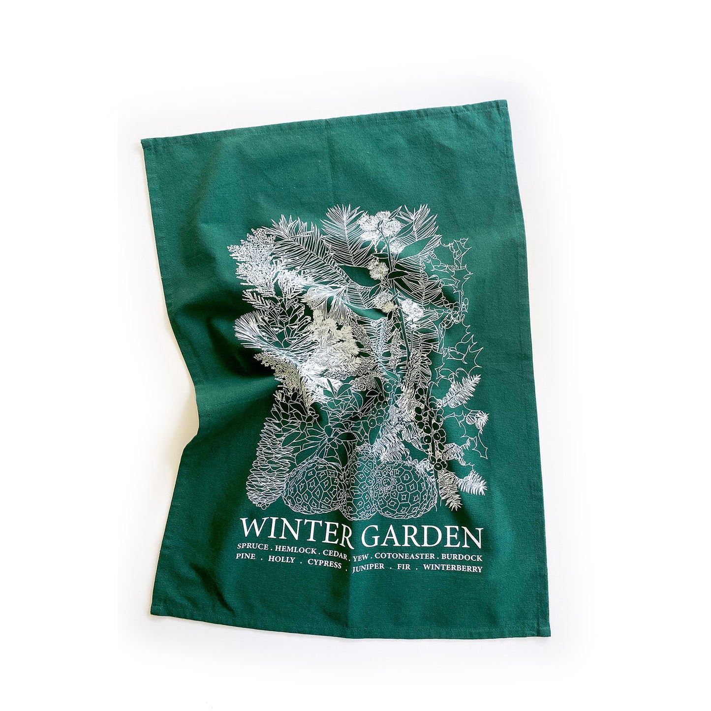 WINTER GARDEN Hand Printed Artisan Tea Towel