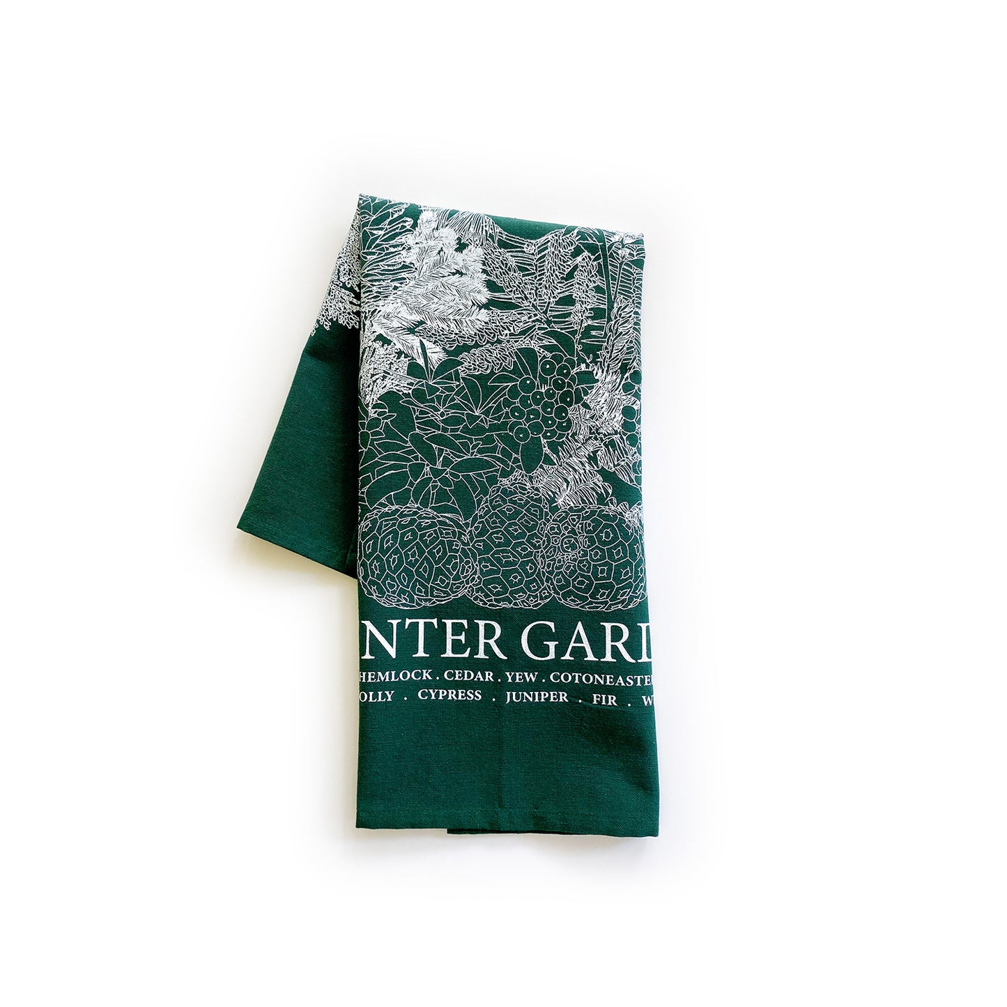 WINTER GARDEN Hand Printed Artisan Tea Towel