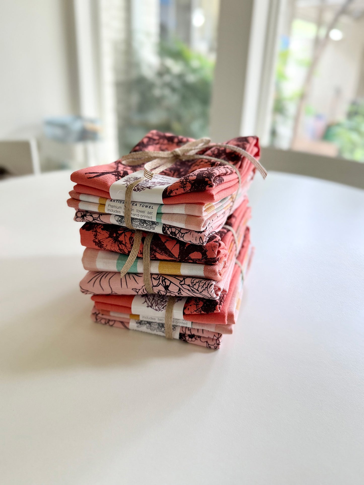 Mother's Day Handprinted Artisan Tea Towel Gift Set