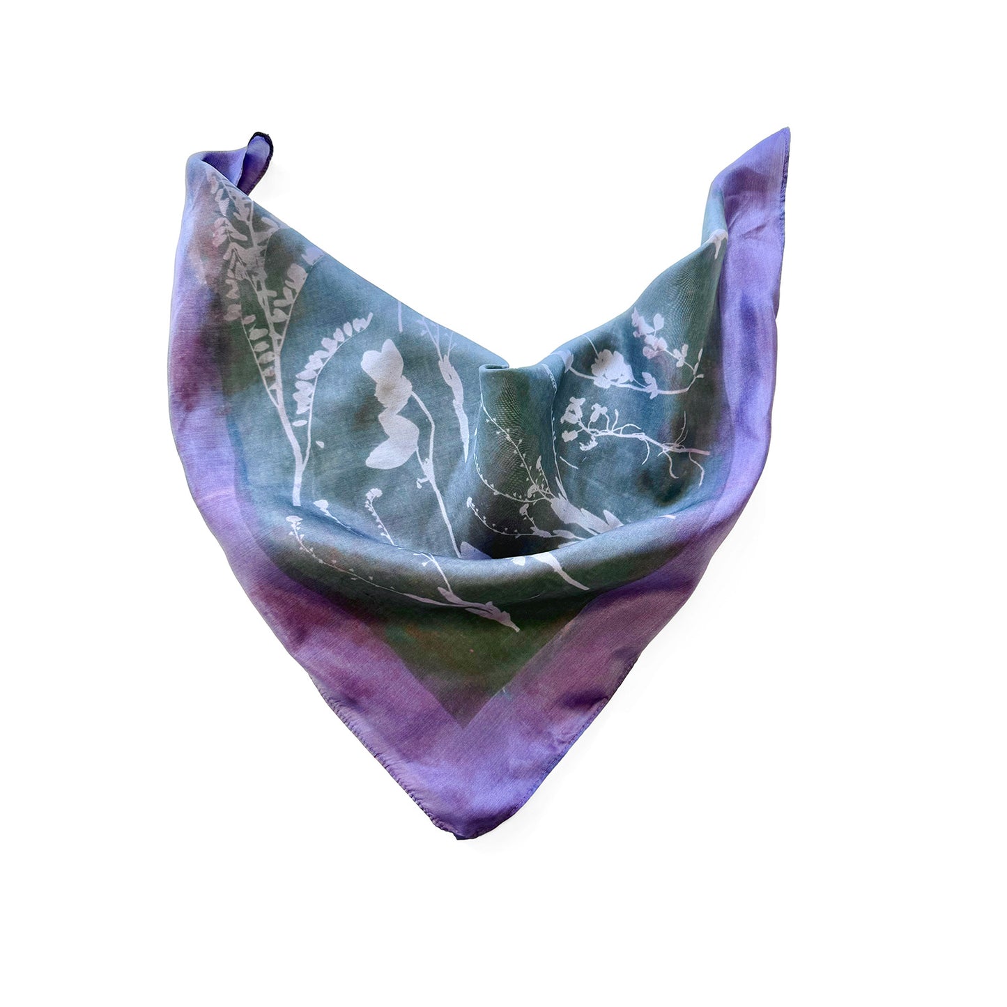 Handprinted Silk Wildflowers Bandanna