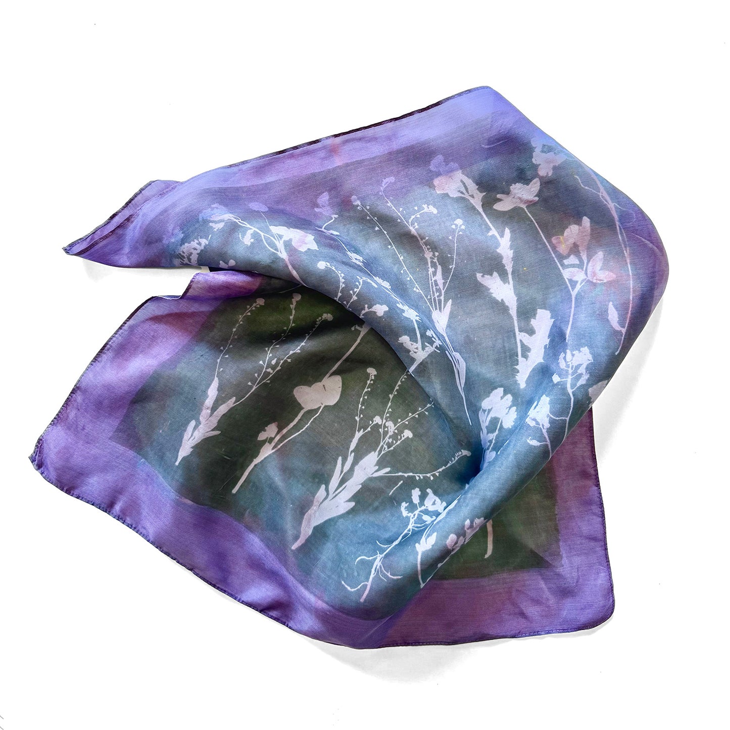 Handprinted Silk Wildflowers Bandanna
