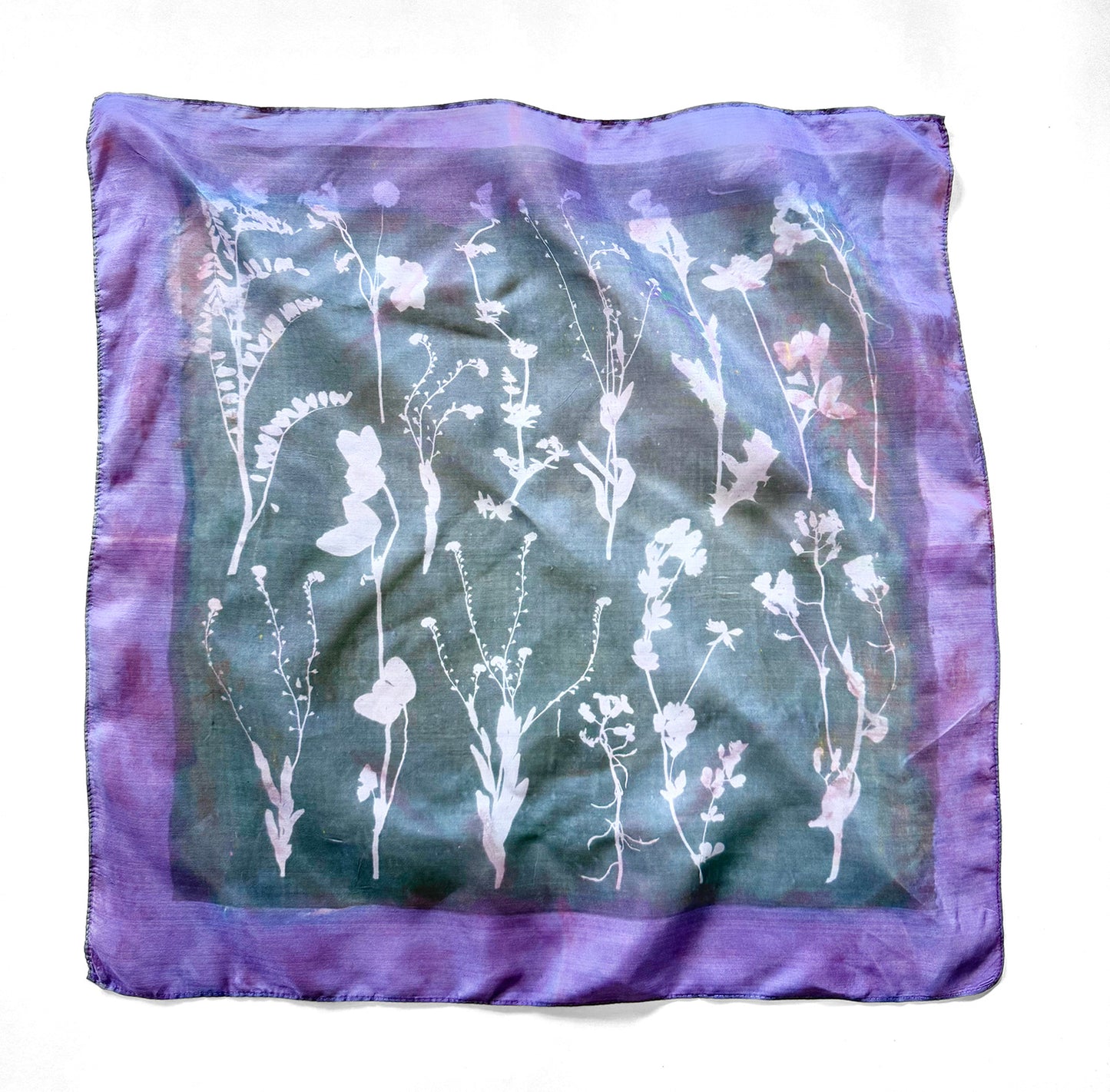 Handprinted Silk Wildflowers Bandanna