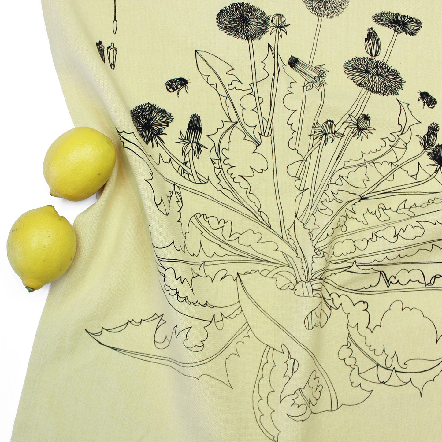 Dandelion & Honeybees - Hand Printed Artisan Tea Towel