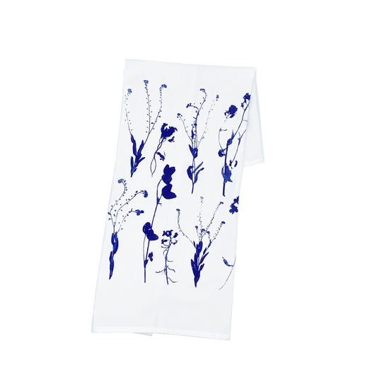 FORGET ME NOT hand printed kitchen towel