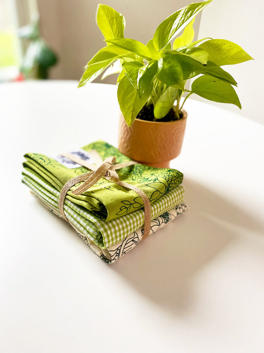 Dreaming Of A Green Spring - Handprinted Artisan Tea Towels