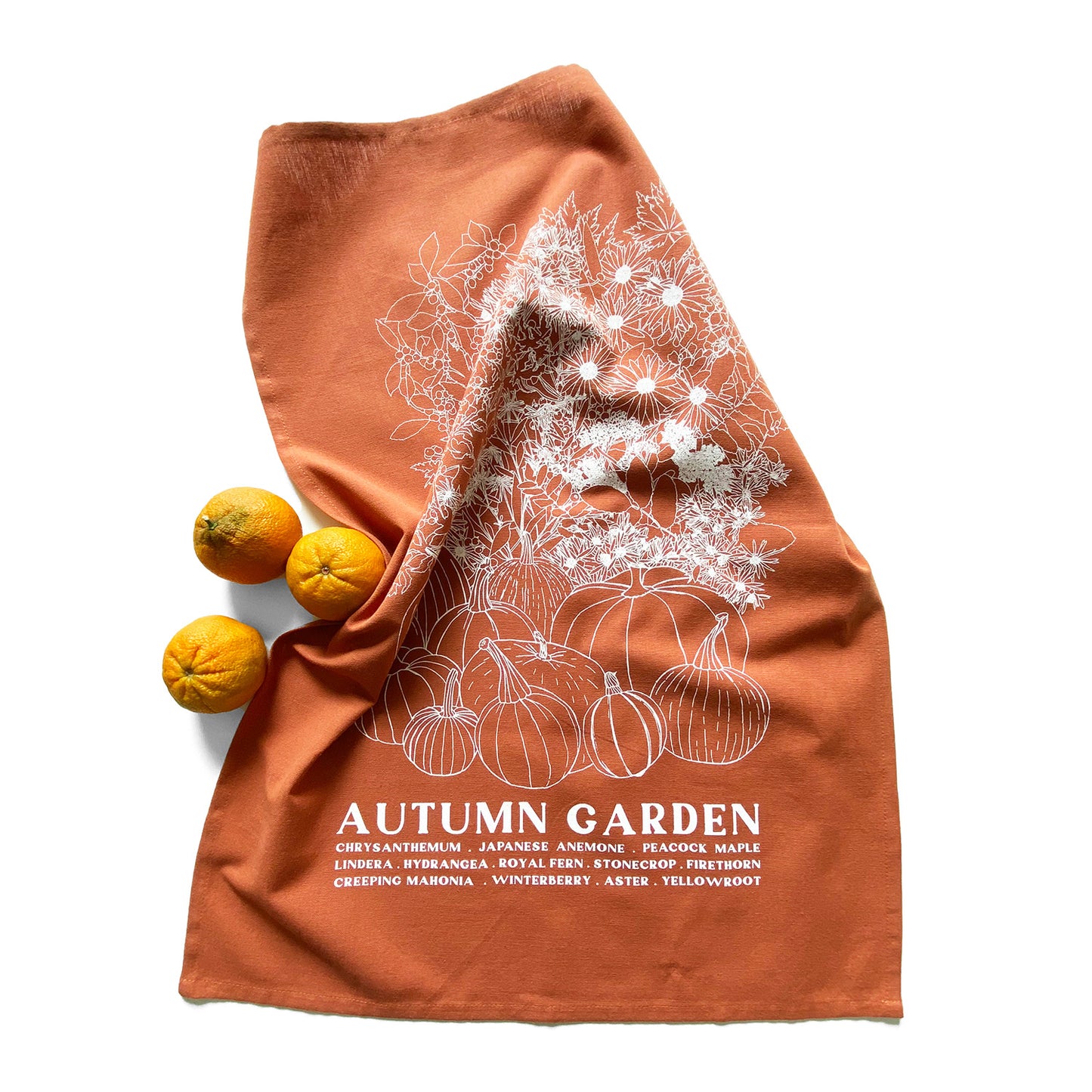 AUTUMN GARDEN Hand Printed Artisan Tea Towel