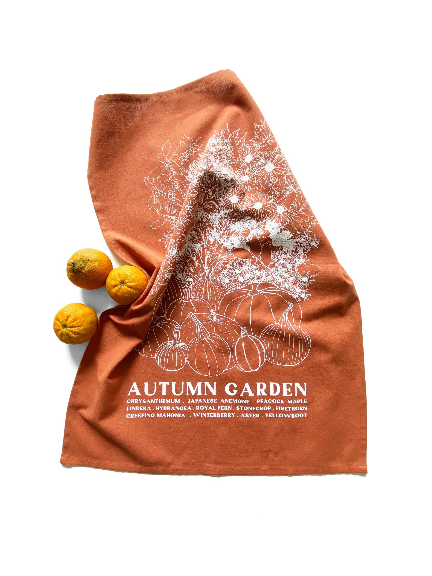 AUTUMN GARDEN Hand Printed Artisan Tea Towel