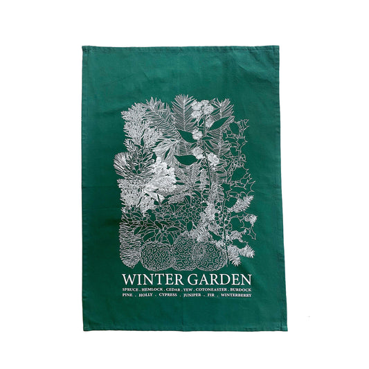 WINTER GARDEN Hand Printed Artisan Tea Towel