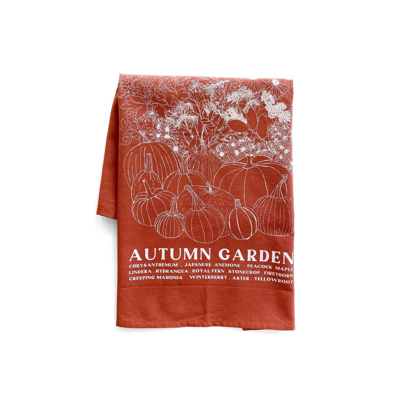 AUTUMN GARDEN Hand Printed Artisan Tea Towel