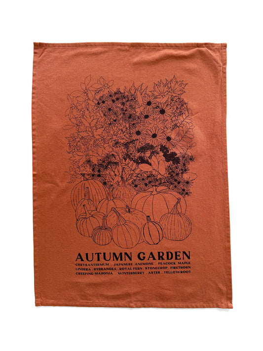 AUTUMN GARDEN Hand Printed Artisan Tea Towel