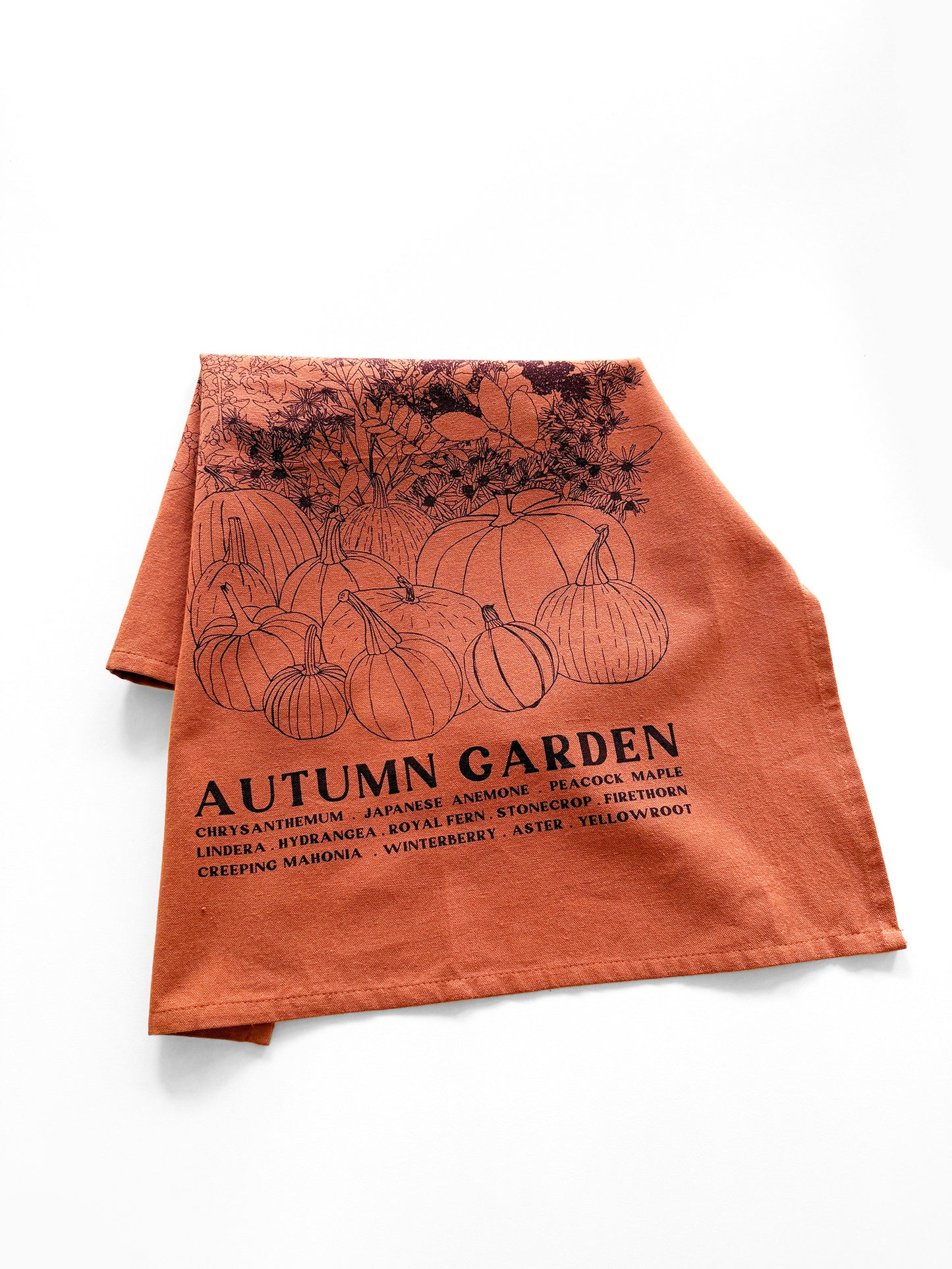 AUTUMN GARDEN Hand Printed Artisan Tea Towel