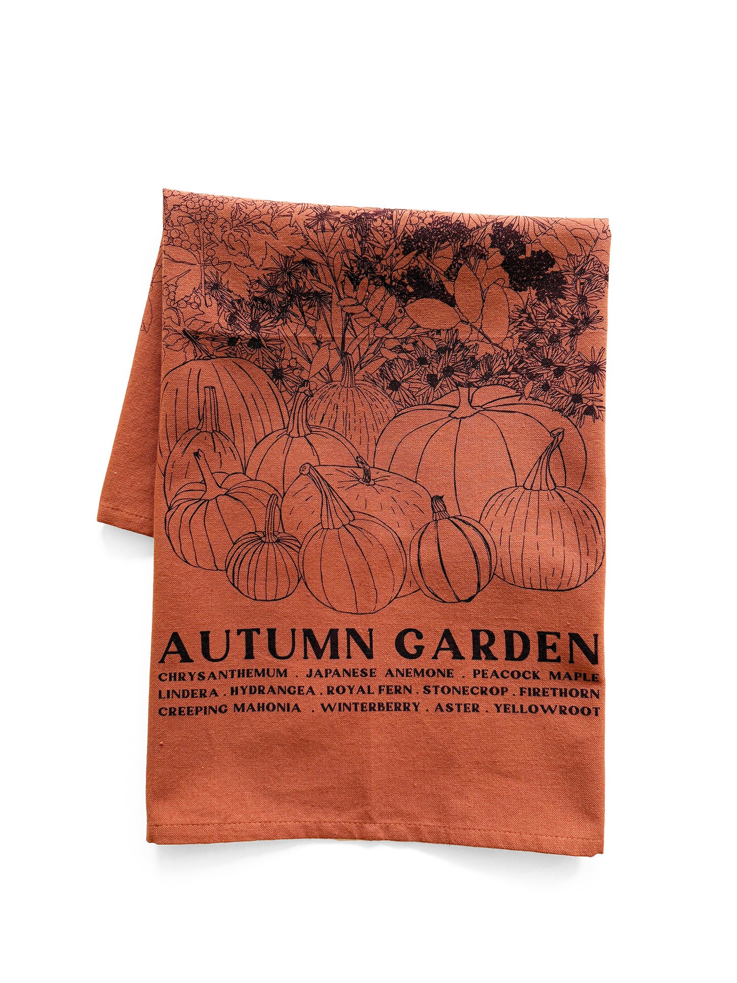 AUTUMN GARDEN Hand Printed Artisan Tea Towel