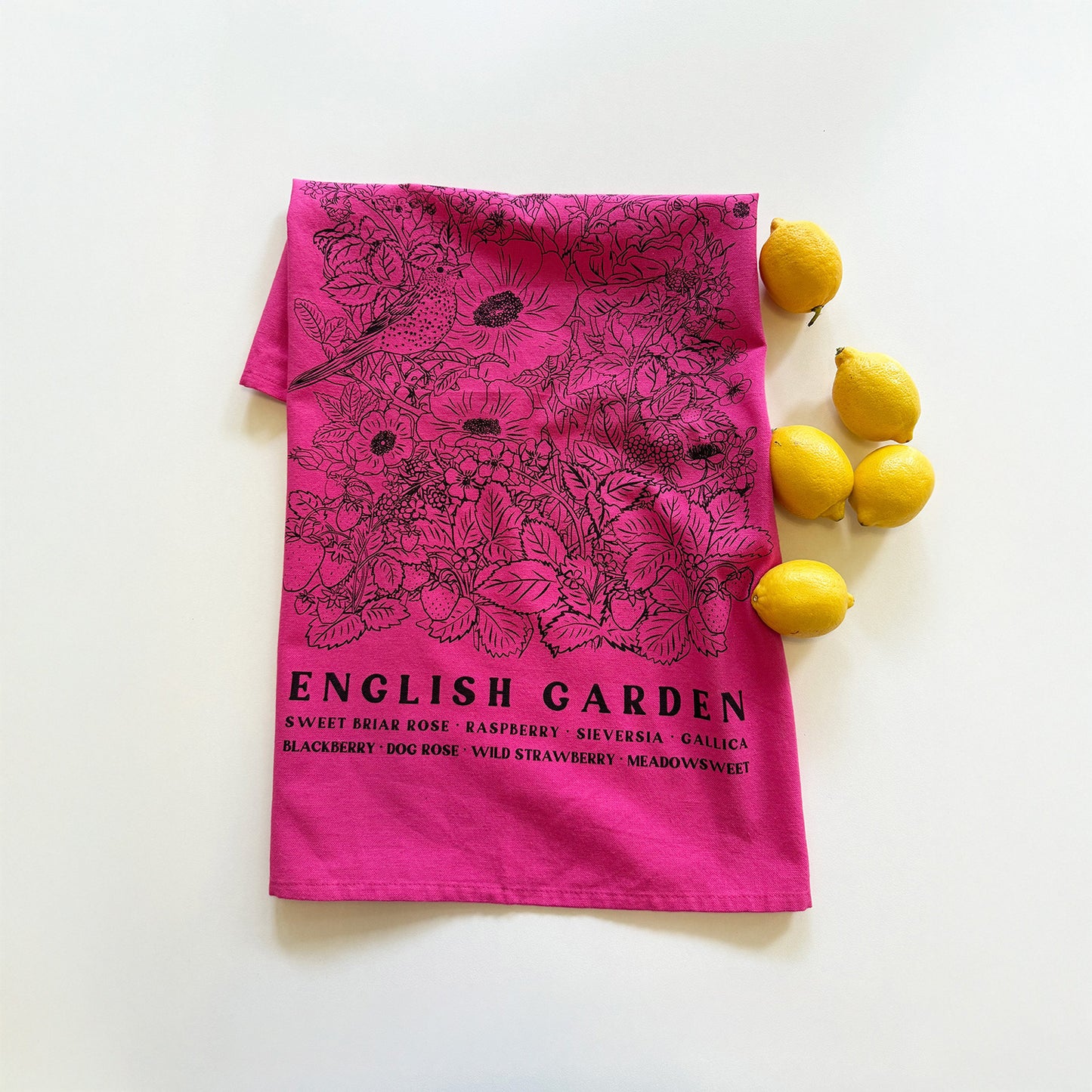 ENGLISH GARDEN Hand Printed Artisan Tea Towel