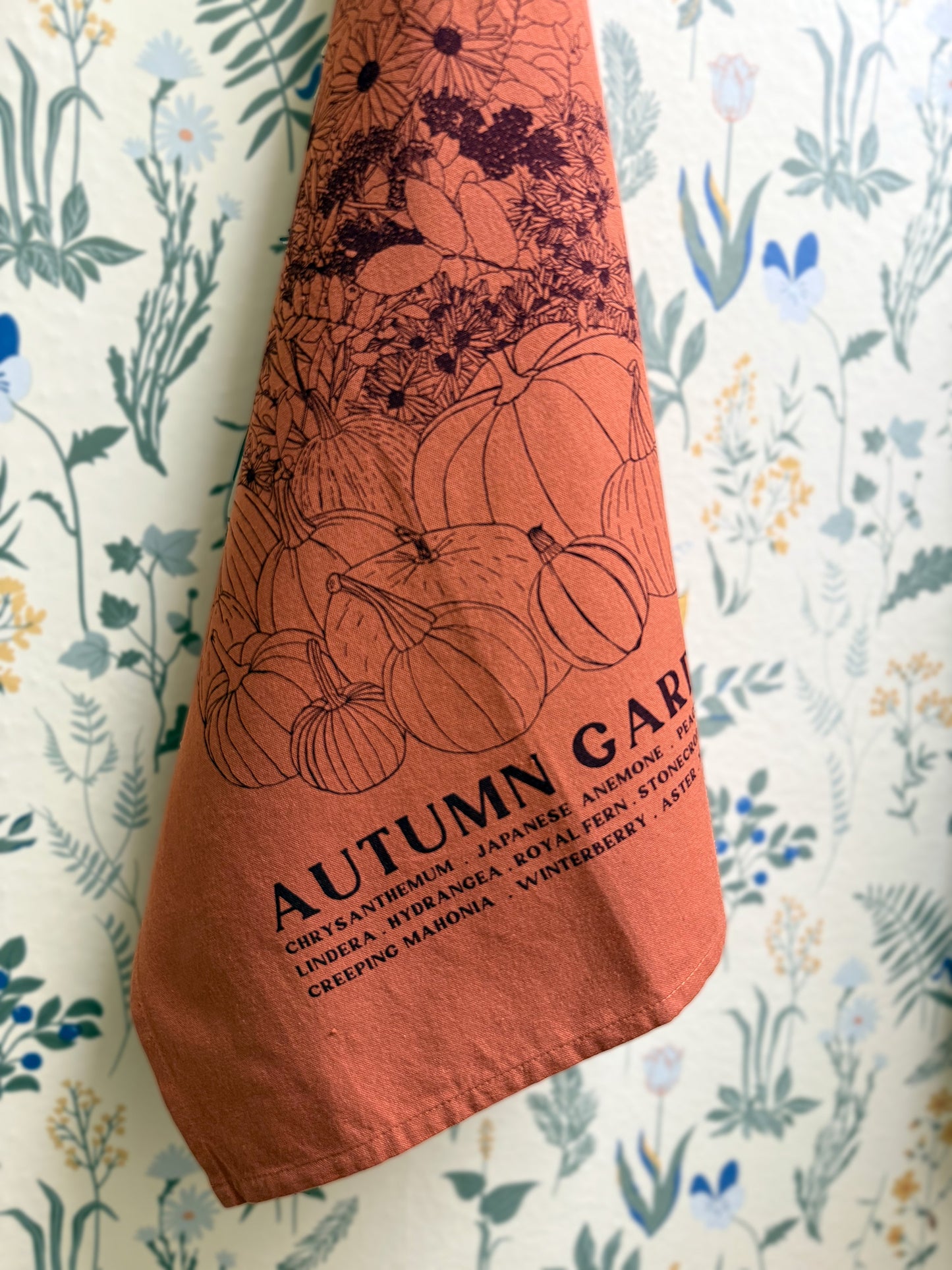 AUTUMN GARDEN Hand Printed Artisan Tea Towel