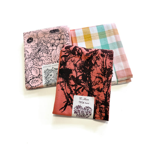 Mother's Day Handprinted Artisan Tea Towel  Gift Set