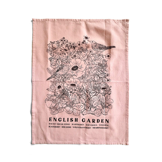 ENGLISH GARDEN Hand Printed Artisan Tea Towel
