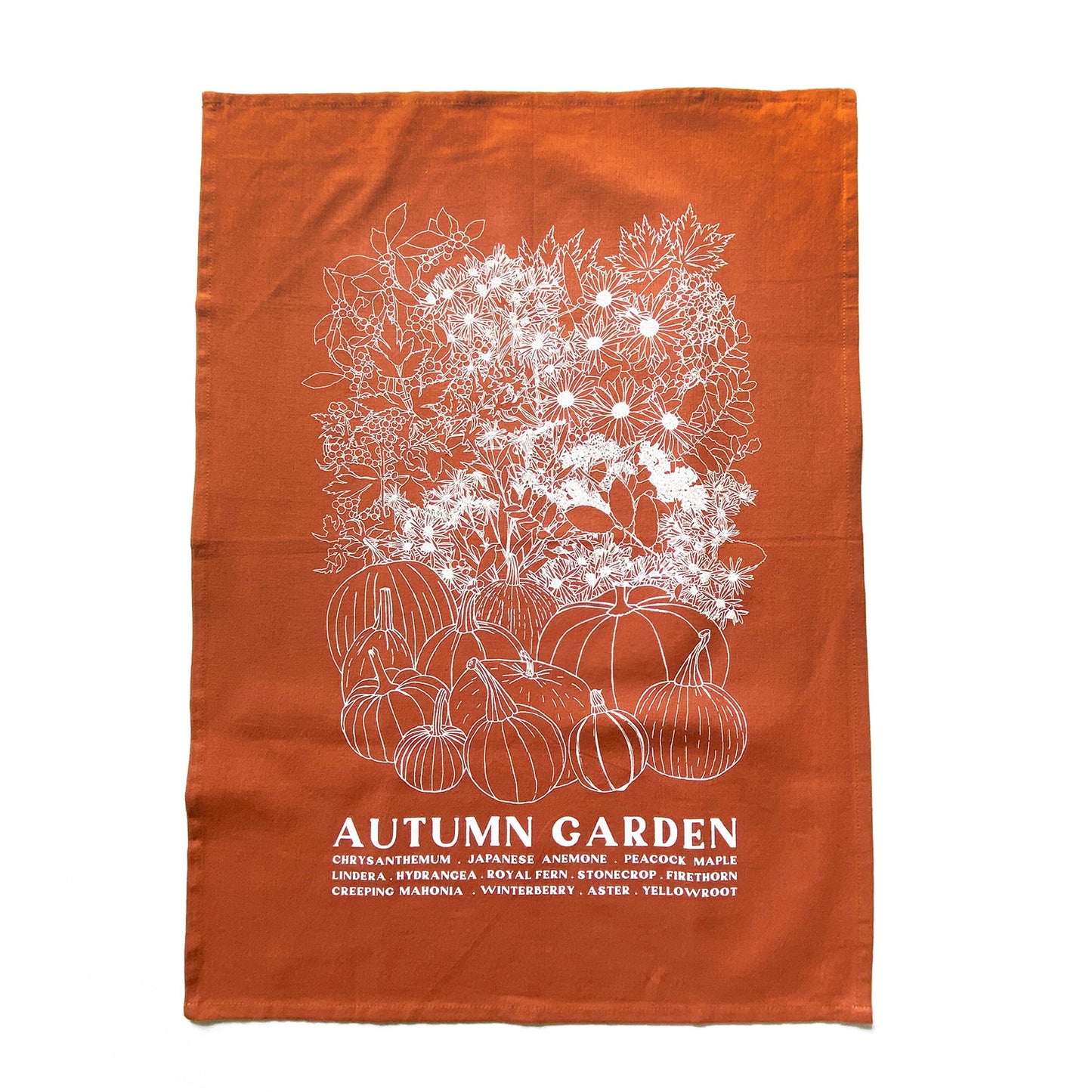 AUTUMN GARDEN Hand Printed Artisan Tea Towel