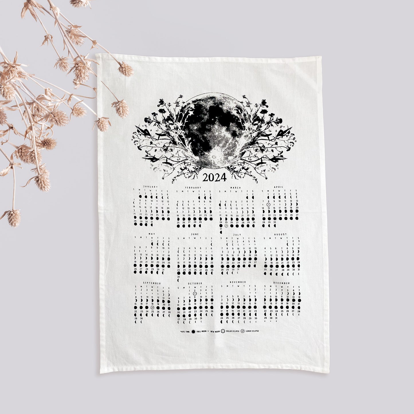 2024 Moon Calendar Color White