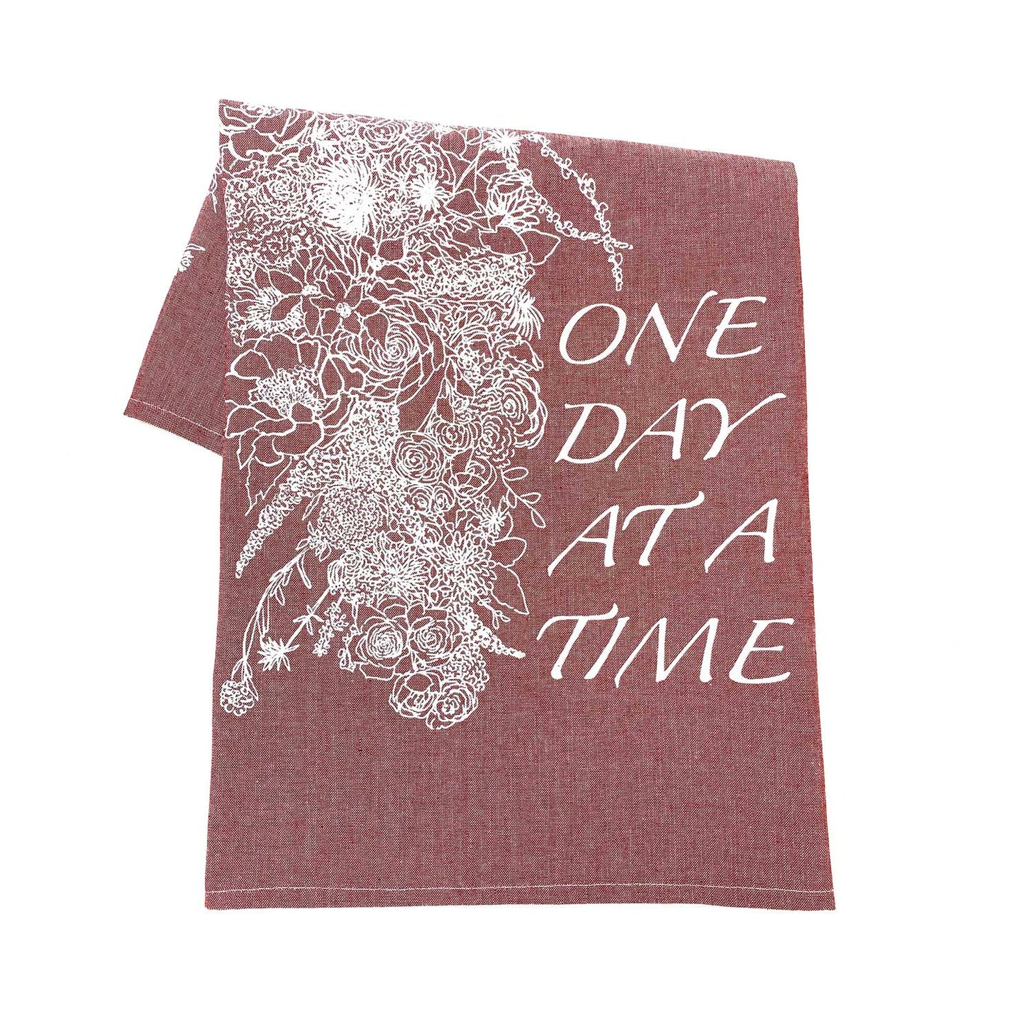 ONE DAY AT A TIME Hand Printed Artisan Tea Towel