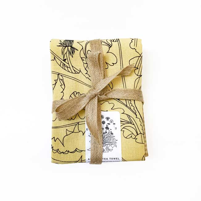 Happy Colors Botanical Handprinted Artisan Tea Towel Set