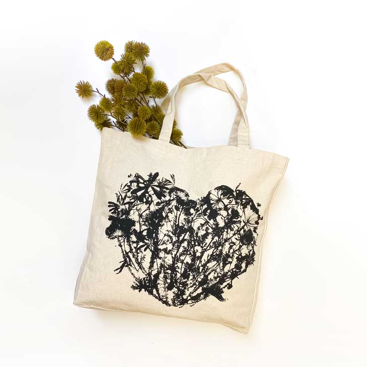 Wildflowers Heart Tote Bag