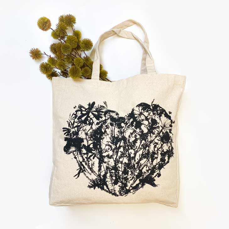 Wildflowers Heart Tote Bag