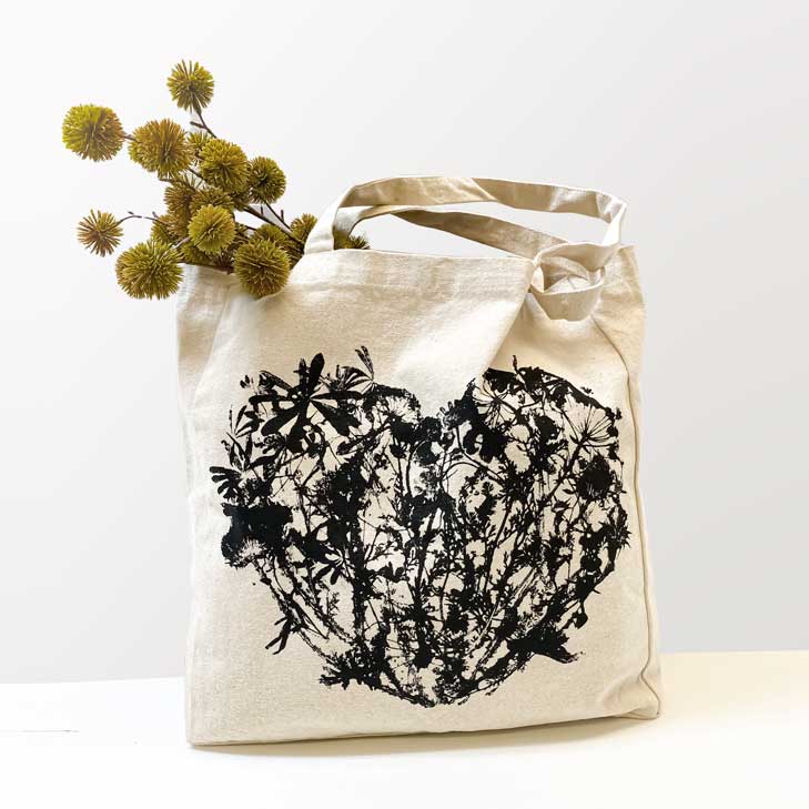 Wildflowers Heart Tote Bag