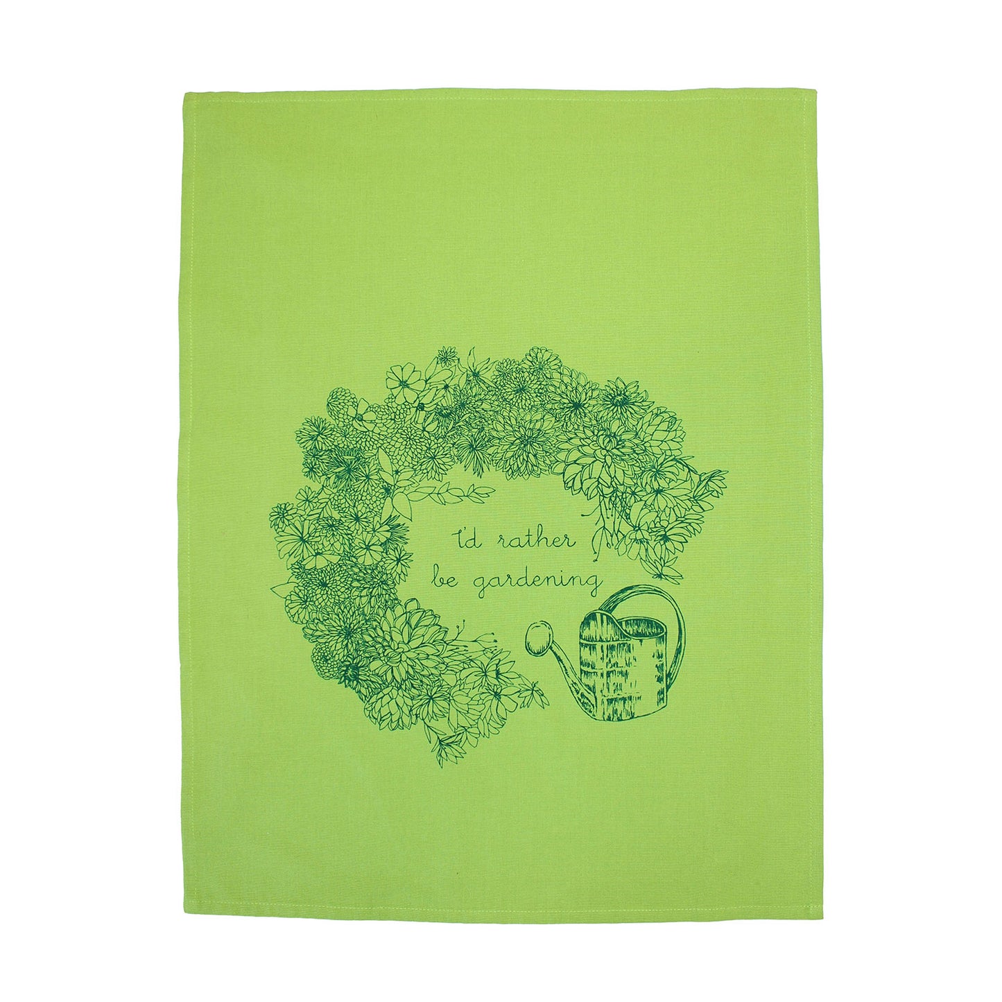 Green Gardening Botanical Handprinted Artisan Tea Towel Set