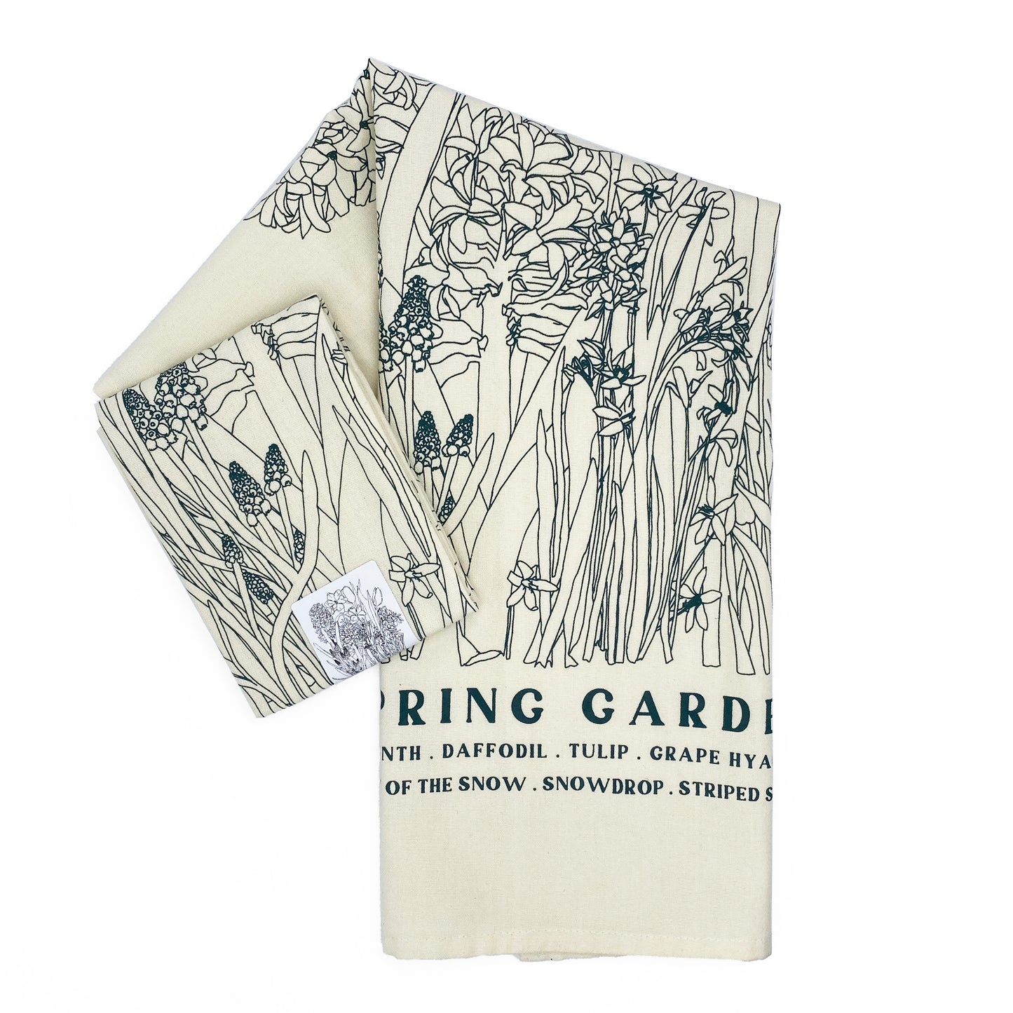 SPRING GARDEN Hand Printed Artisan Tea Towel