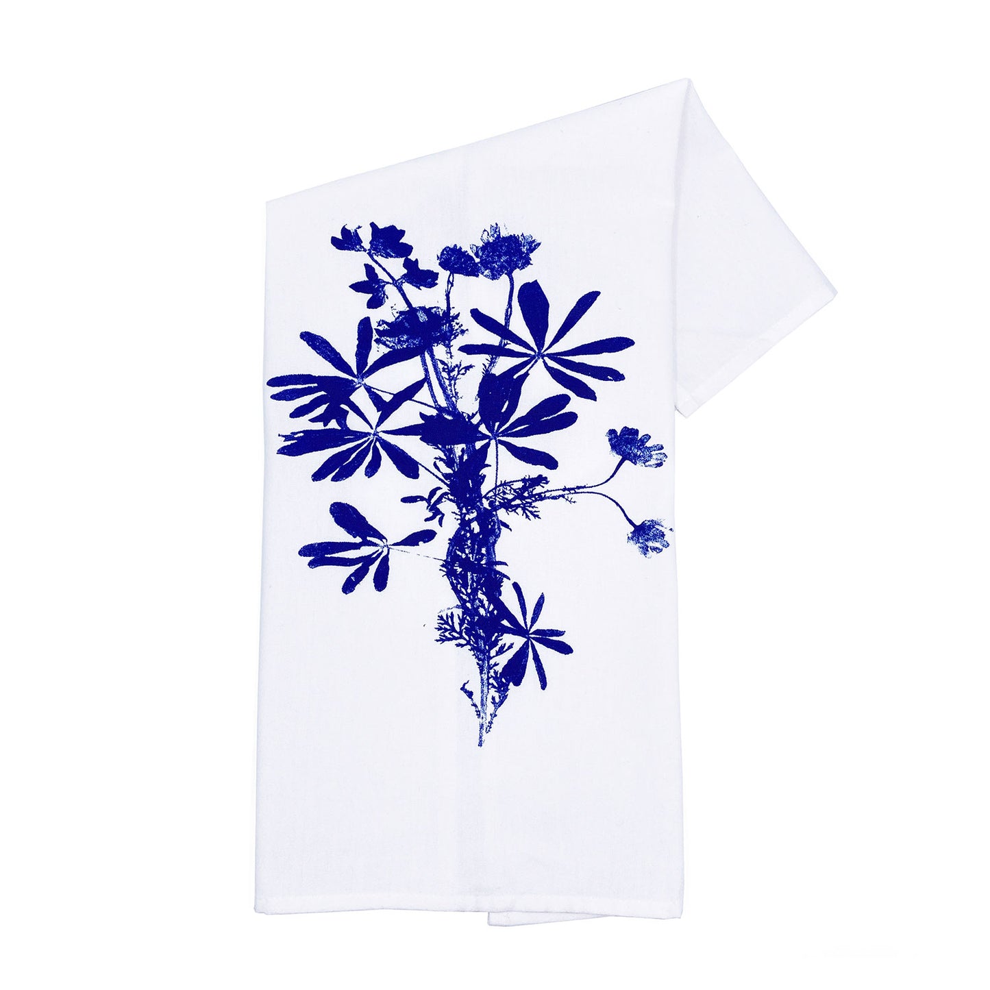 Navy Botanical Handprinted Artisan Tea Towel Set