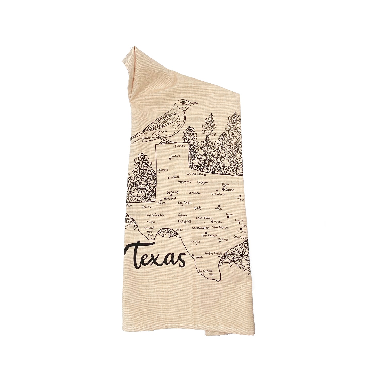 TEXAS Hand printed Artisan Tea Towel