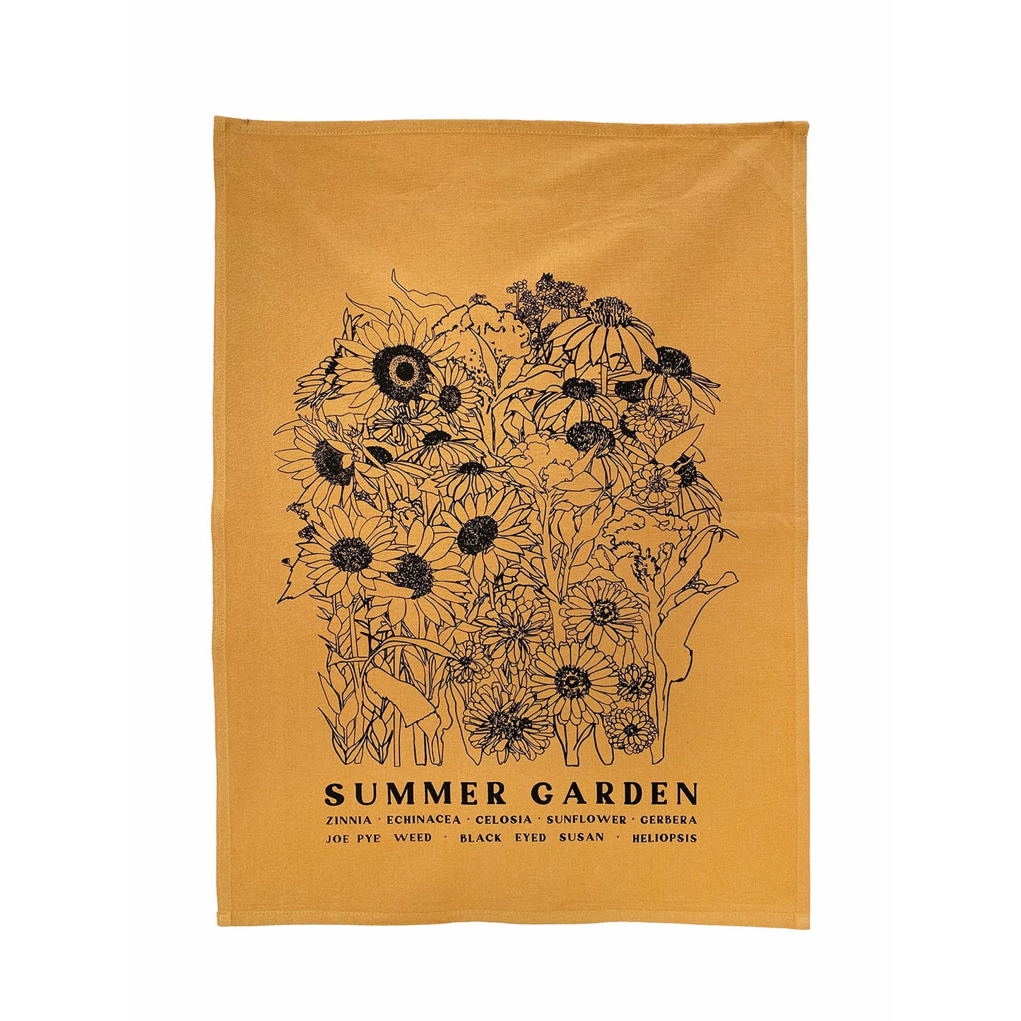 Summer Garden + ABC flowers Botanical Handprinted Artisan Tea Towel Set