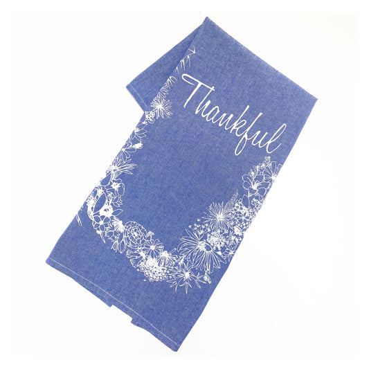 THANKFUL Handprinted Artisan Tea Towel