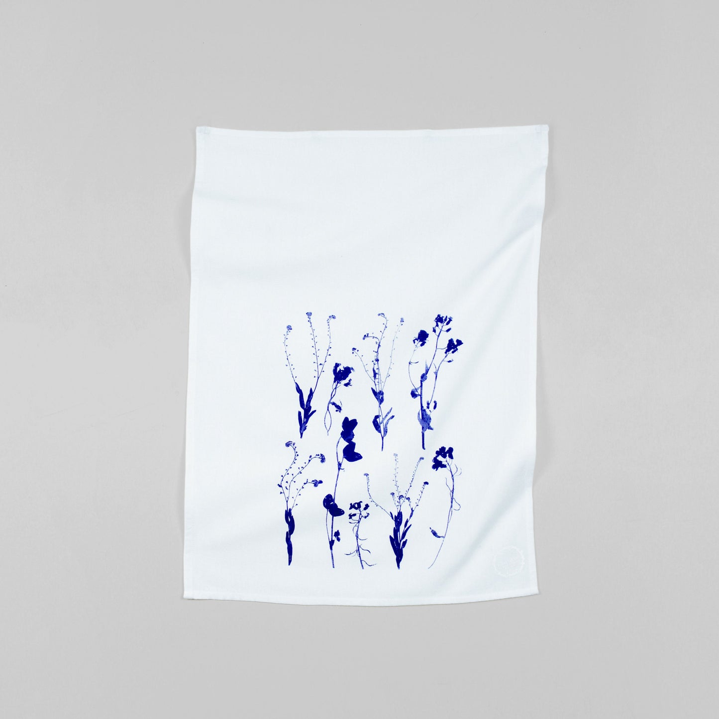 FORGET ME NOT hand printed kitchen towel