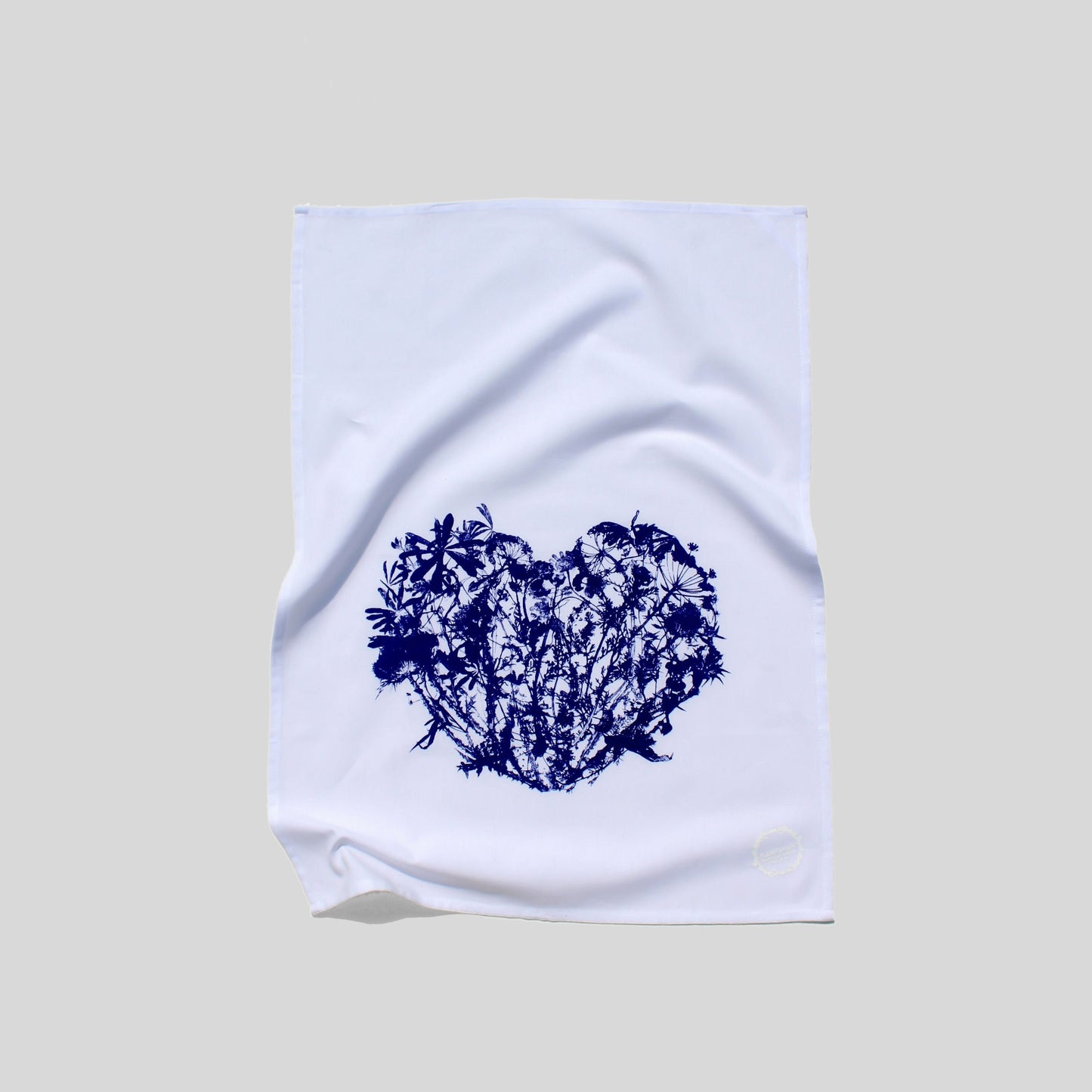 WILDFLOWERS HEART Handprinted Artisan Tea Towel
